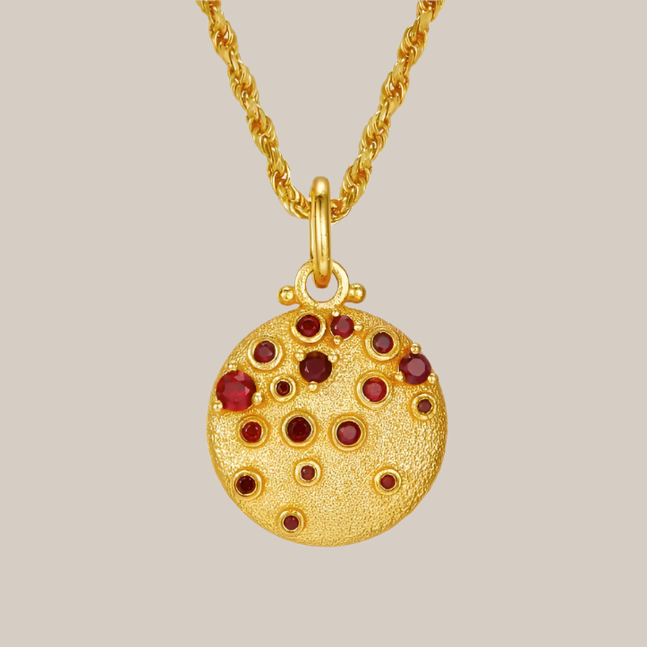 Natalia Garnet Studded Pendant Necklace