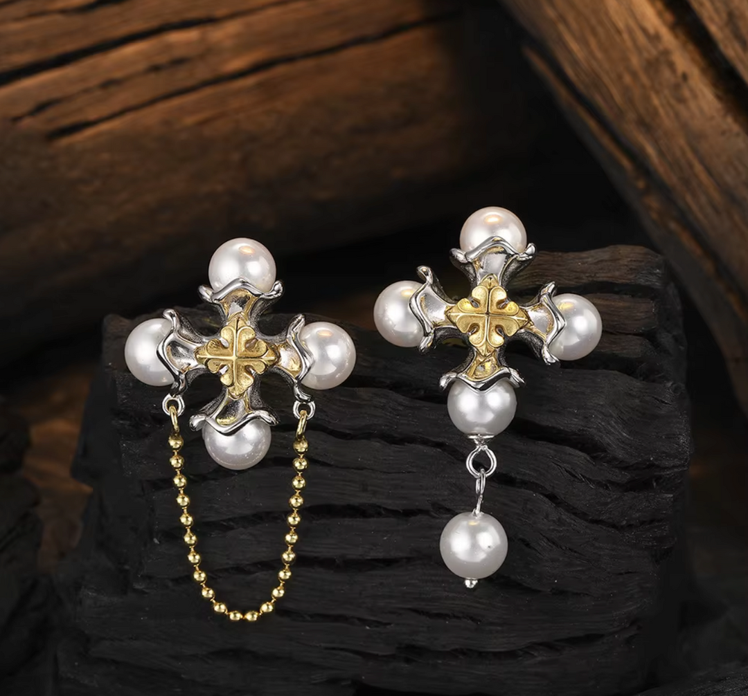 Ophelia Baroque Cross Earrings